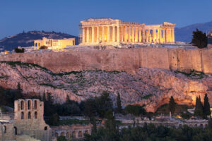 mainland Greece Athens acropolis dusk