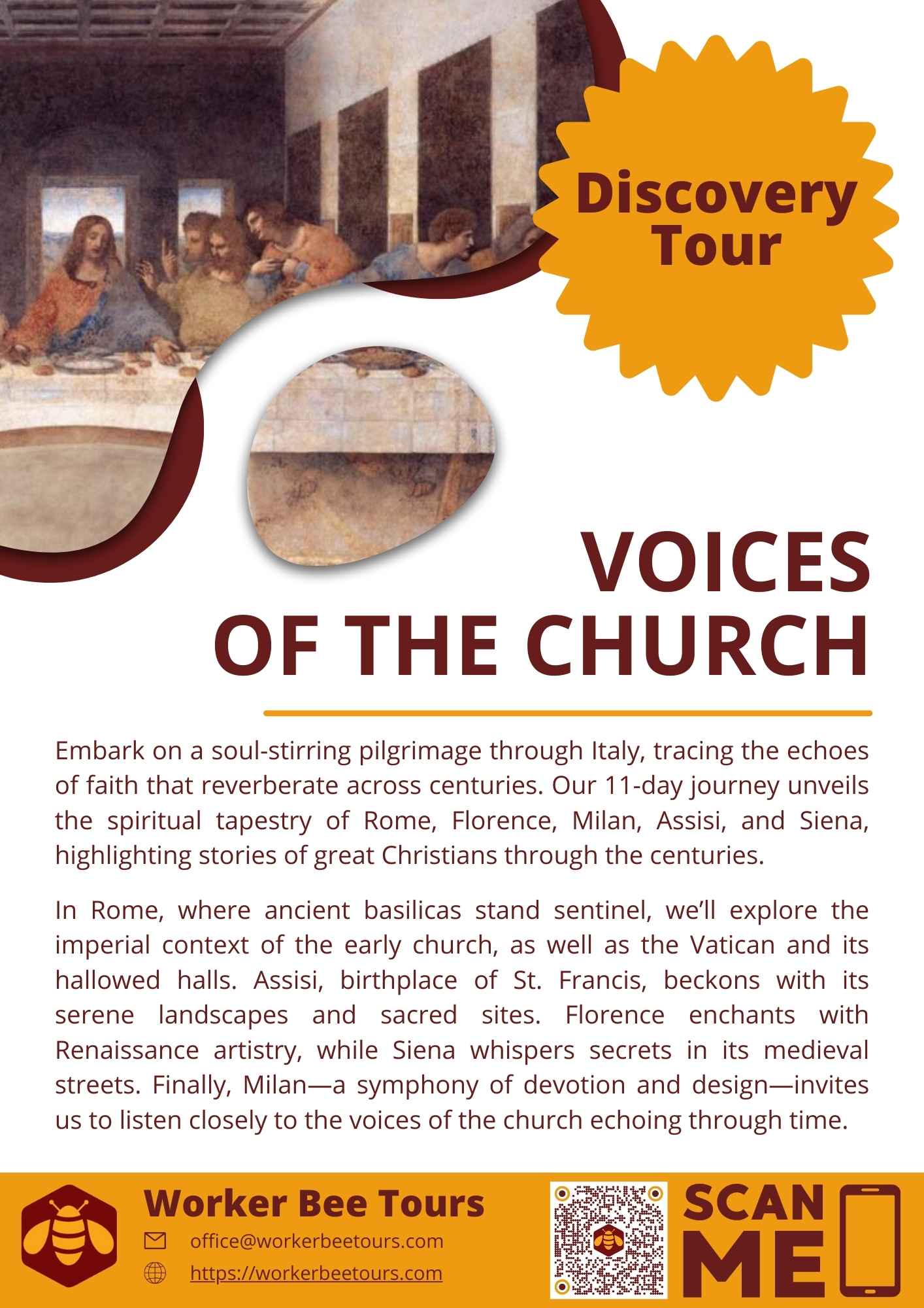 Worker Bee Tours Voices of the Church 2024 brochure front